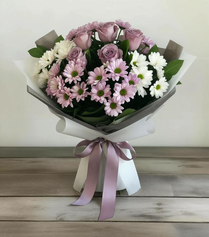 Букет цветов из: Хризантемы и Розы в Дубовицах