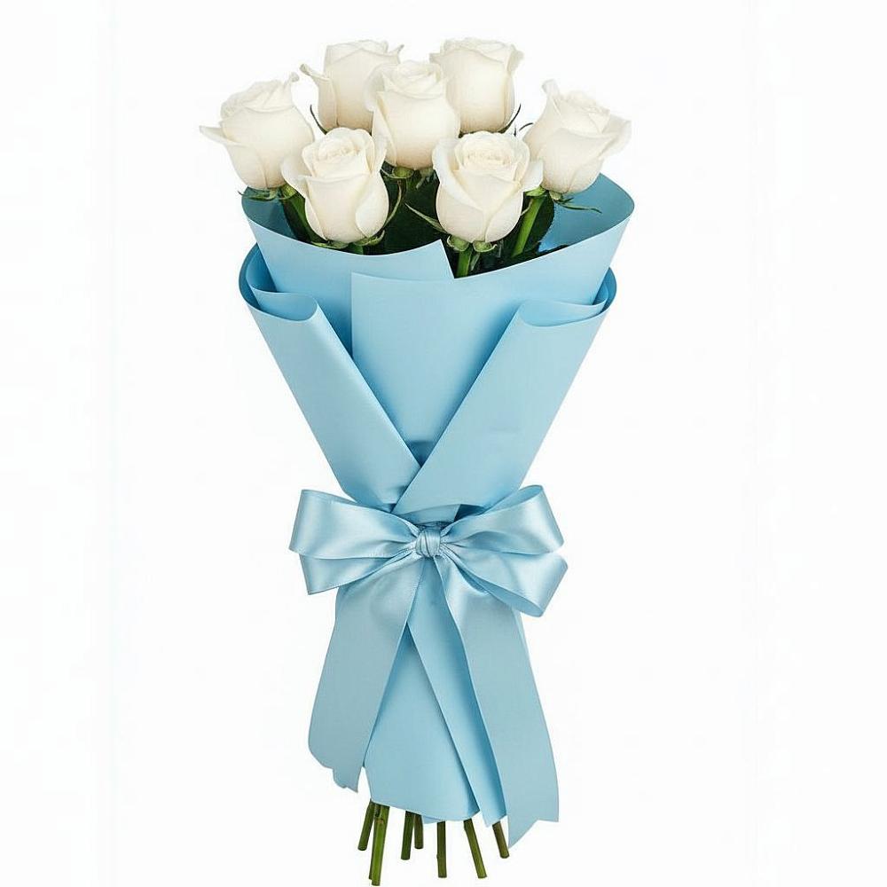 Букет 7 белых роз Проуд в Дубовицах