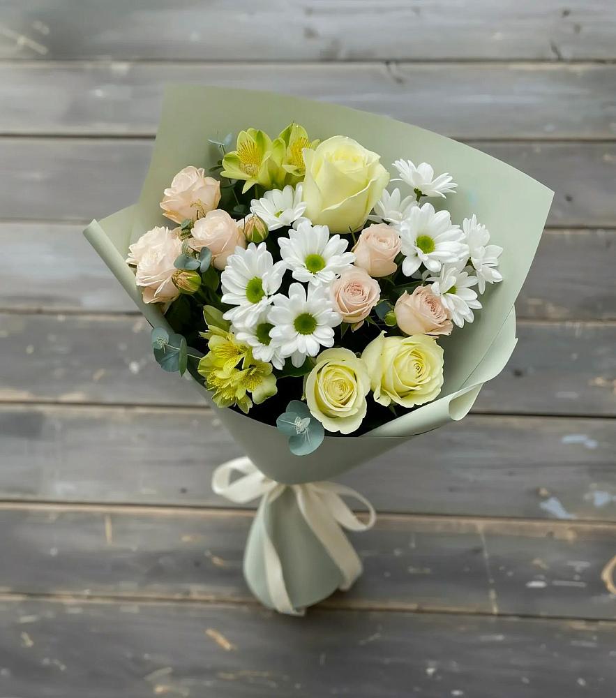 Букет цветов из: Альстромерии, Розы и Хризантемы в Дубовицах