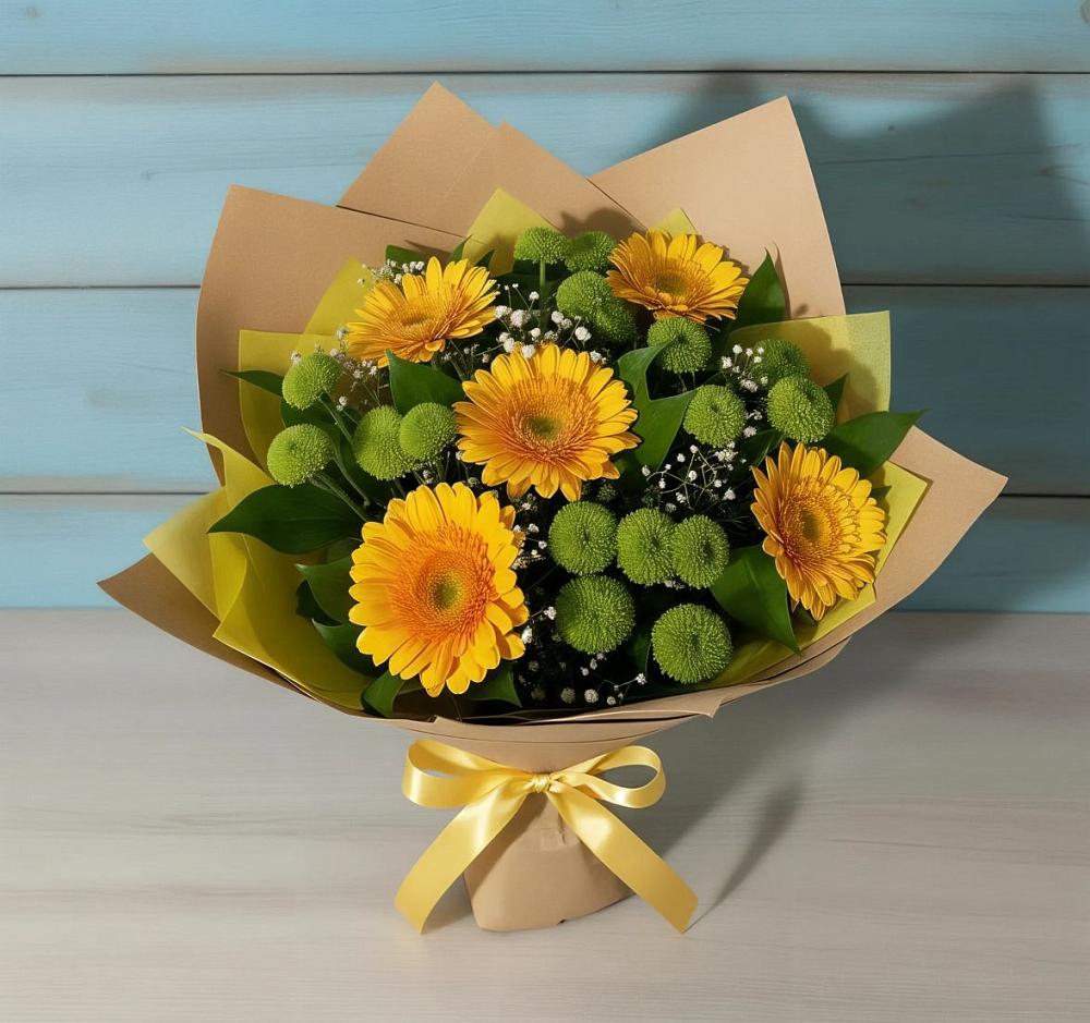 Букет цветов из: Герберы и Хризантемы в Дубовицах