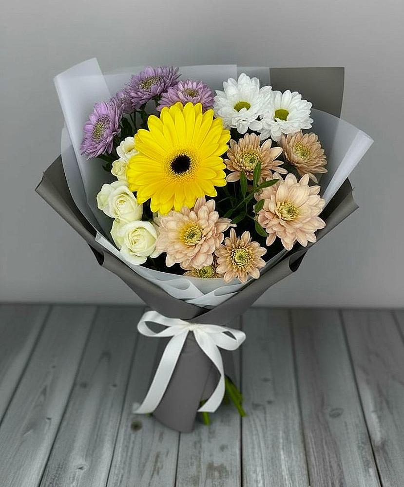 Букет цветов из: Розы, Герберы и Хризантемы в Дубовицах