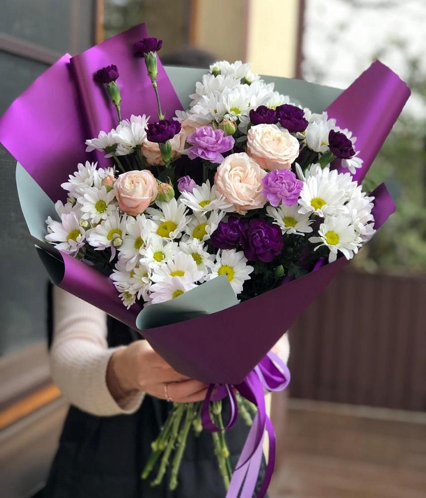 Букет цветов из: Хризантемы, Гвоздики и Розы в Дубовицах