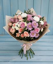 Букет цветов из:  Хризантемы, Розы и Альстромерии в Дубовицах