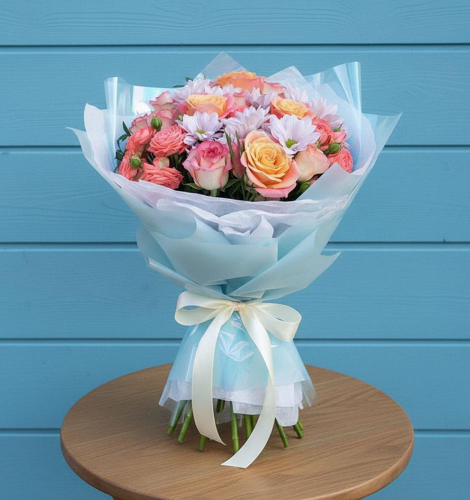 Букет цветов из: Хризантемы и Розы в Дубовицах