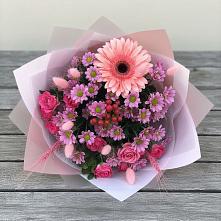 Букет цветов из:  Розы, Герберы и Хризантемы в Дубовицах