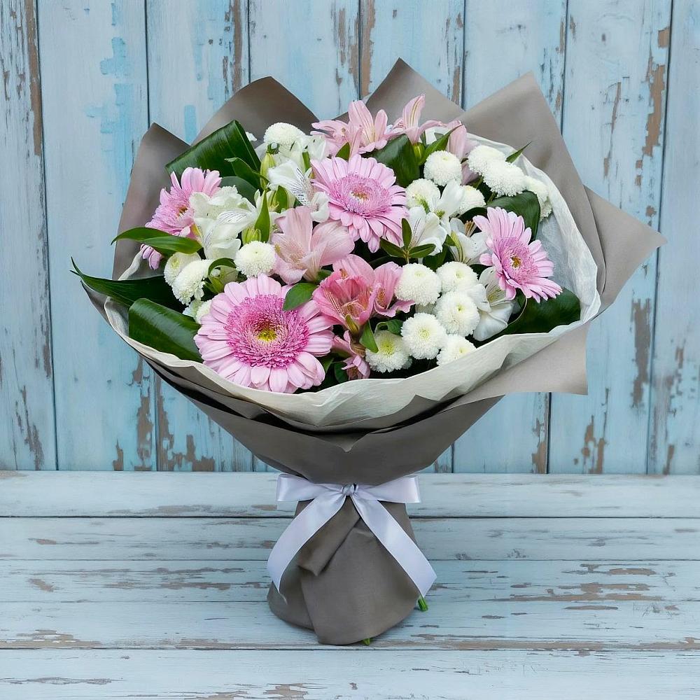 Букет цветов из: Герберы, Альстромерии и Хризантемы в Дубовицах