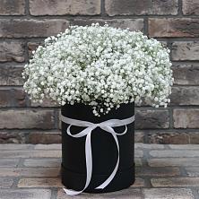 Цветочная композиция из Гипсофила в шляпной коробке в Дубовицах